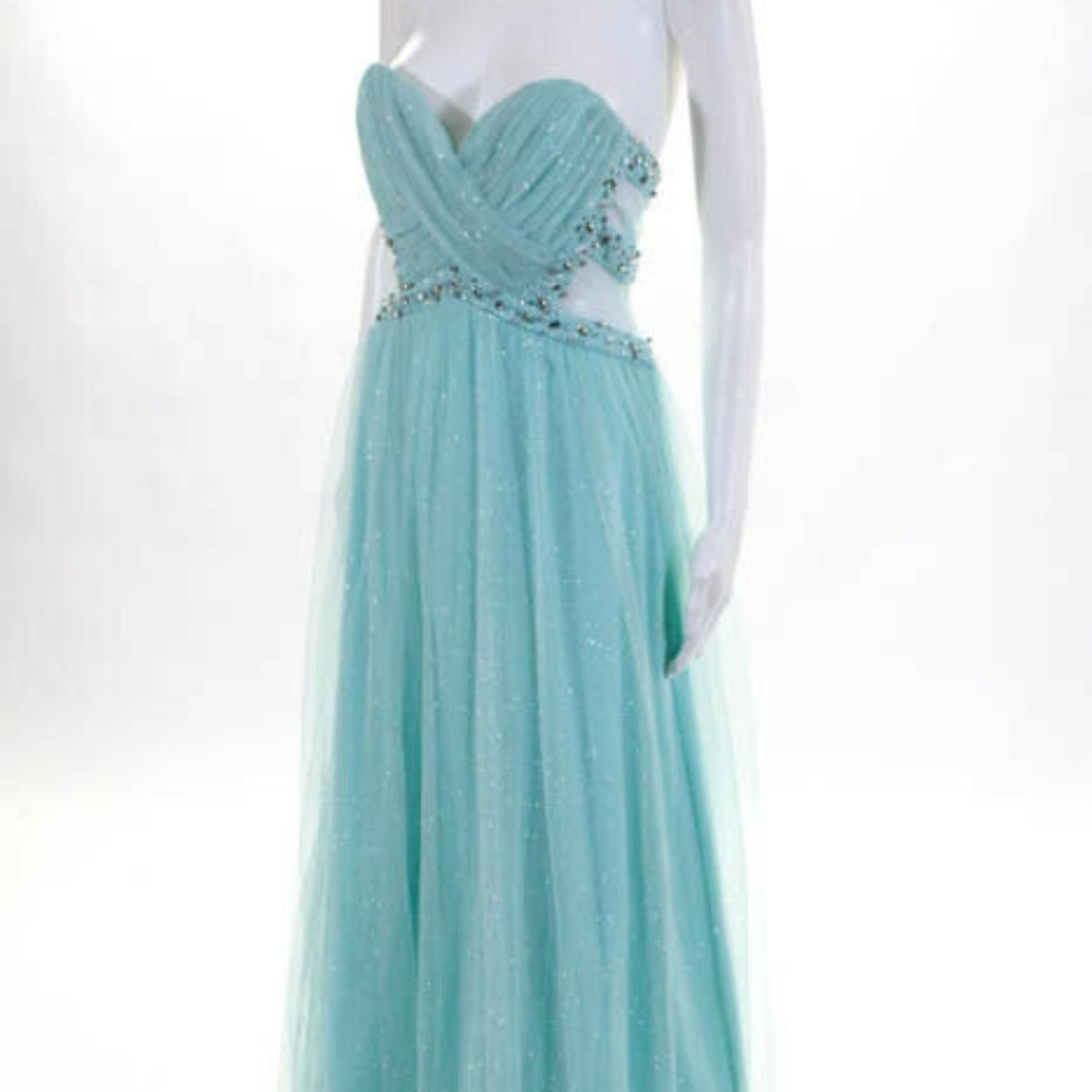 City Lights Mint jewel Rhinestone Sweetheart Gown - Picture 3 of 8